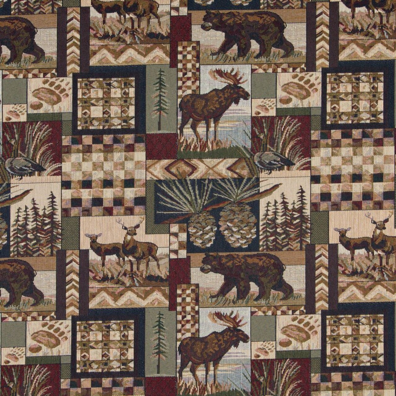1 Yard Heavy Duty Cotton Polyester Upholstery Wildlife Resort Fabric 54 inches